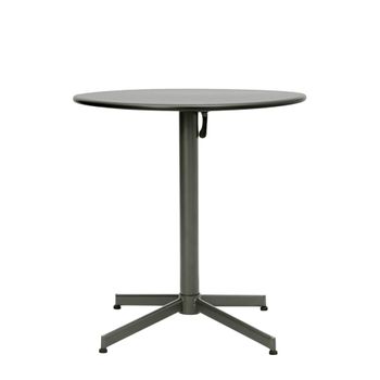 Mesa de comedor redonda de metal verde, 3 plazas