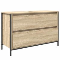 mueble de bano con lavabo y cajones roble sonoma 90x345x60 cm vidaxl
