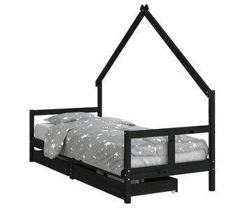 Vidaxl estructura de cama niños con cajones madera pino negro 80x200cm