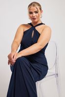 yours london vestido azul marino halter con aberturas  mujer curvy y tallas grandes yours london