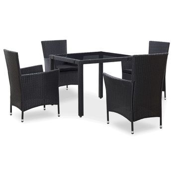 Juego De Comedor De Jardín 5 Piezas Ratán Sintético Negro Vidaxl