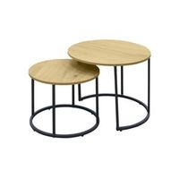 pack de dos mesas auxiliares  mara - color madera natural y negro - homekit