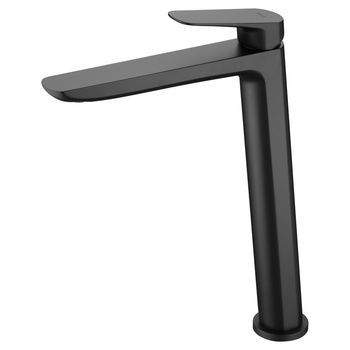 Grifo Monomando Lavabo Alto Negro Opaco En Latón Y Zama Con Cartucho Cerámico