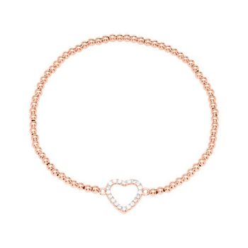 Pulsera corazón plata 925 chapado oro rosa circonitas