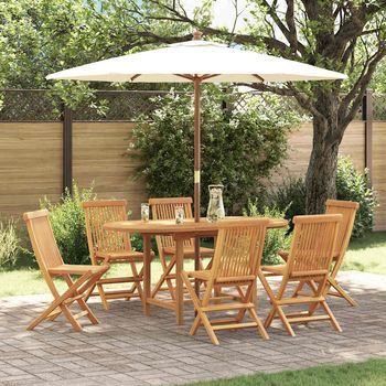 Vidaxl Conjunto De Comedor De Jardín 7 Uds. Marrón