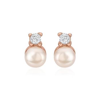 Pendientes de mujer de plata 925, rosados con perlas