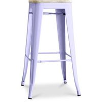 taburete de bar diseno industrial - acero y madera - 76cm - stylix lavanda