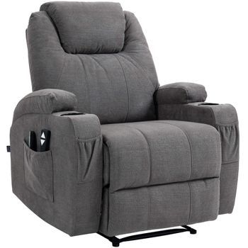 Sillón Hepler Con Función De Masaje Tela Gris 94x83x105 Cm Clp