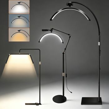 Lámpara LED Giratoria de Media Luna para Pestañas, Luz de Relleno para Fotografía 3000K-6000K, Lámpara de Pie para Extensión de Pestañas y Belleza