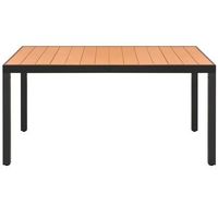 mesa de jardin  mesa de exterior de aluminio y wpc marron 150x90x74 cm