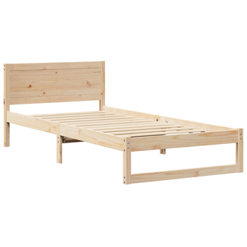 Cama Individual | Estructura De Cama Natural Madera Maciza De Pino Individual Cfw94812