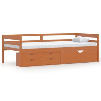 Estructura De Cama Almacenaje Sin Colchón Marrón Miel 90x200 Cm Vidaxl