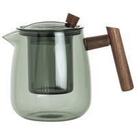 tetera de cristal tintado de gris con asa de madera de acacia 12 l