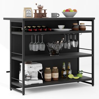 Costway Mesa Alta Barra para Cocina Armario de Barra de Licor 4 Niveles con 3 Estantes Soportes para Vino Isla de Cocina 120 x 60 x 101 cm