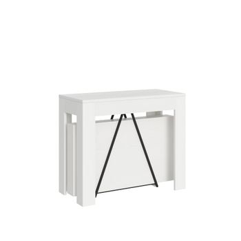 Consola extensible 90x42/302 cm efecto madera fresno blanco