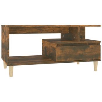 Mesa De Centro 90x49x45 Cm Madera Trabajada Y Madera Maciza De Eucalipto - Marrón