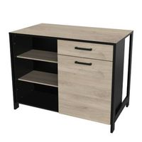 isla de cocina industriale roble kronberg y nego 123x94x70cm