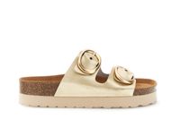 sandalias de plataforma en piel laminada con doble hebilla light gold