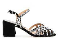 sandalias jaula con triangulo de pedreria black 38