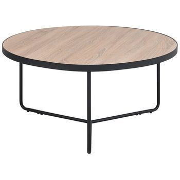 Mesa De Centro De Tablero De Mdf Madera Clara Negro Industrial Moderno Melody