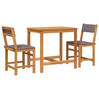 juego de balcon con cojines 3 uds  conjunto mueble jardin mesa y sillas madera maciza de acacia
