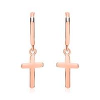 cruces de aros de plata 925 banadas en oro rosa