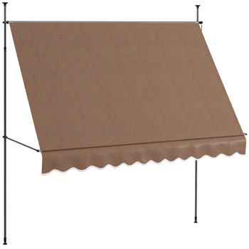 Outsunny Toldo Manual Retráctil con Manivela 300x120x210-300 cm con Altura Ajustable Impermeable y Anti-UV Café