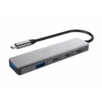 hub dlh 5 puertos 10 gbps dy-tu5200 usb-c 100 w cable 16 cm gris