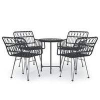 juego de comedor de jardin 5 piezas ratan sintetico negro vidaxl