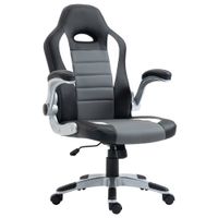 homcom silla de oficina ergonomica ajustable en altura reposabrazos abatibles con 5 ruedas cuero sintetico pu carga 120 kg gris   aosom espana