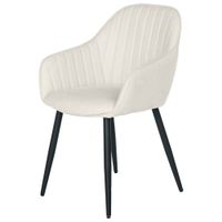 silla de comedor acolchada beige con reposabrazos