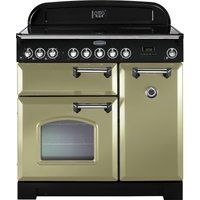rangemaster classic deluxe 90 electric induction range cooker - olive green  chrome olive