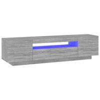 mueble tv  mueble de salon  armario tv con luces led gris sonoma 160x35x40 cm