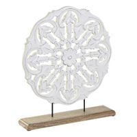 mandala de sobremesa calado de madera blanca 40x46 cm