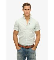 superdry para hombre m4010944a camisa oxford verde xxl casual algodon manga corta
