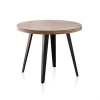 mesa de comedor redonda fija 100 cm berg roble honey - negro 100 x 78 x 100 cm