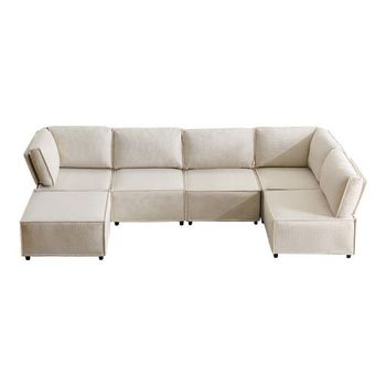 Sofá modular 6 plazas - modular, flexible, fácil de unir, para todo tipo de hogar - beige