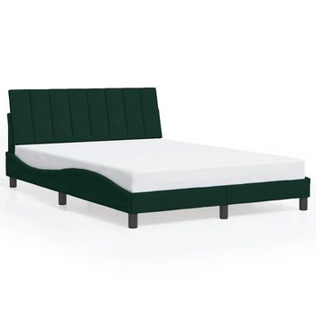 Cama Matrimonial | Cama Para Adultos | Estructura Cama Sin Colchón Terciopelo Verde Oscuro 120x200 Cm