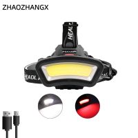 zhaozhangx nuevo faro led cob de alta intensidad para pesca y correr linterna frontal recargable por usb
