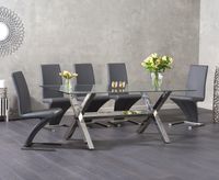 renzo 200cm glass dining table with hampstead z chairs