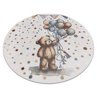 alfombra bono 9614 circulo oso globos crema  gris claro circulo 160 cm