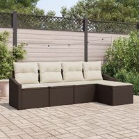 juego de sofa de jardin  de 5 piezas con cojines ratan polirratan marron v2645 unico  marron