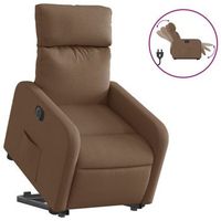 sillon electrico reclinable elevable de tela marron vidaxl