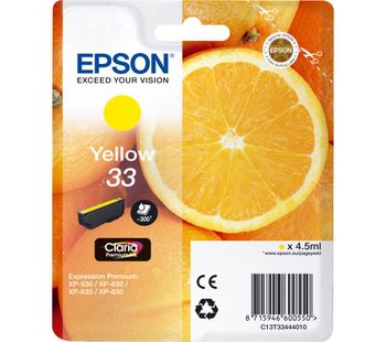 EPSON No. 33 Oranges Yellow Ink Cartridge, Yellow