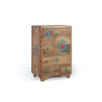 Mesita De Noche En Madera De Mango Multicolor