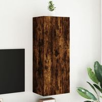 mueble tv de pared  mueble de salon  armario tv madera roble ahumado 405x30x102 cm cfw777414