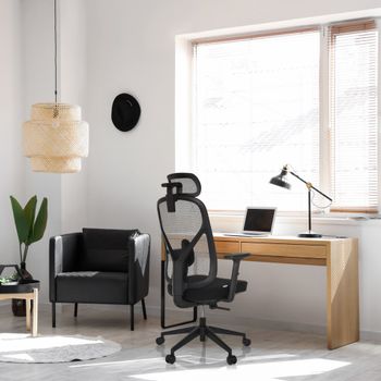 Silla de oficina profesional tela / tejido de malla negro