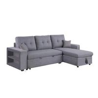 sofa esquinero derecho cama de tela gris de 4 plazas glasgow