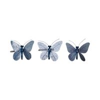 lote de 3 mariposas decorativas azul irisado l4