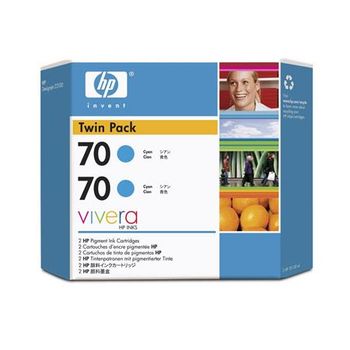 HP 70 Cyan  Original Ink Cartridge (Twin Pack)